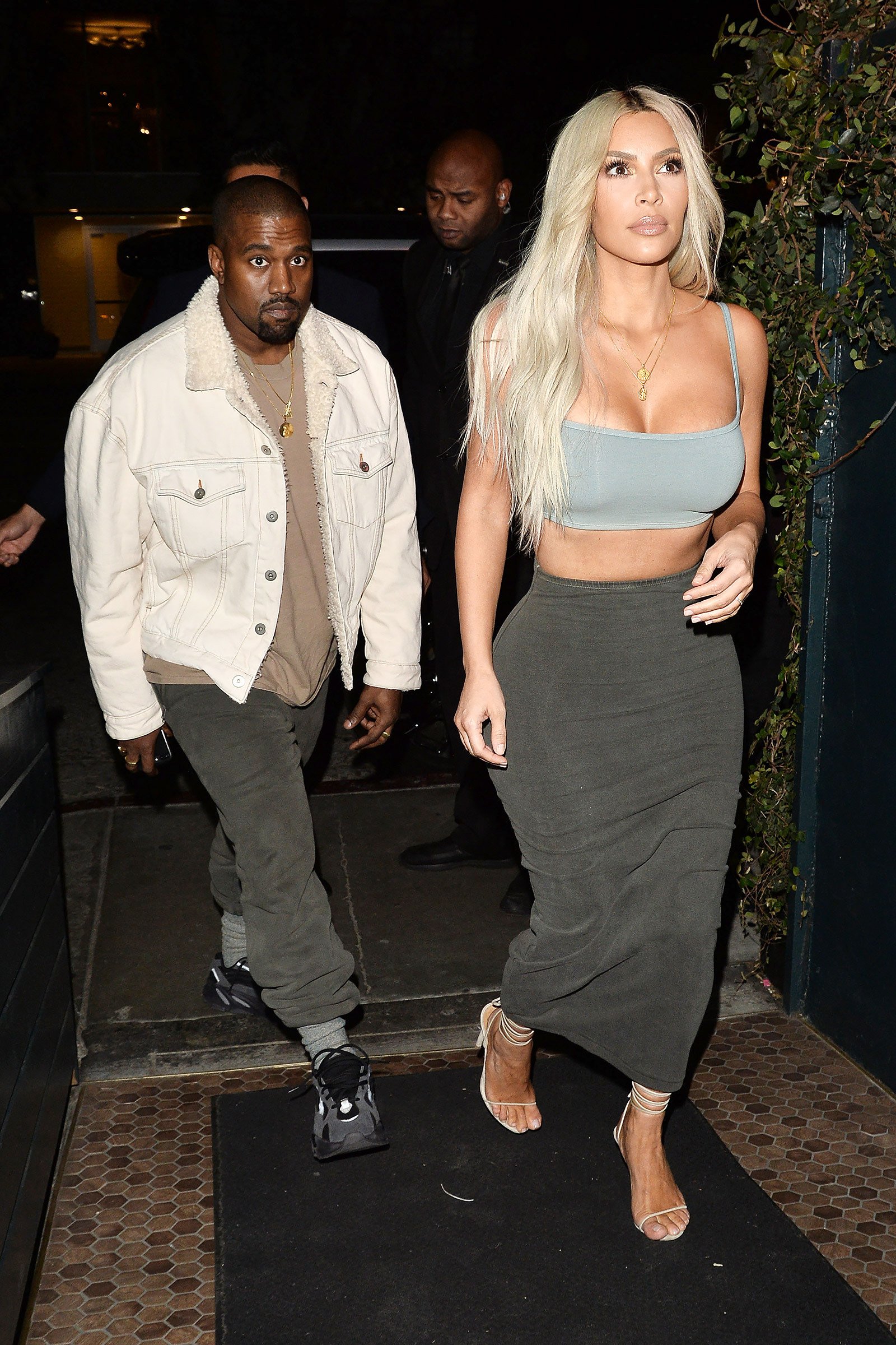 Kim Kardashian And Kanye West Arrive to Petit Restaurant For Kendalls Birthday Dinner